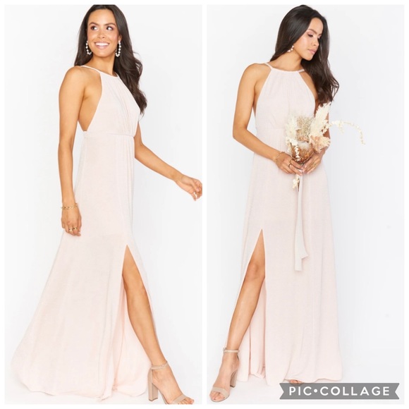 Show Me Your MuMu Dress NWT BRIDESMAID Amanda Maxi Slit Dancin Queen Shine Smoke - Picture 5 of 16